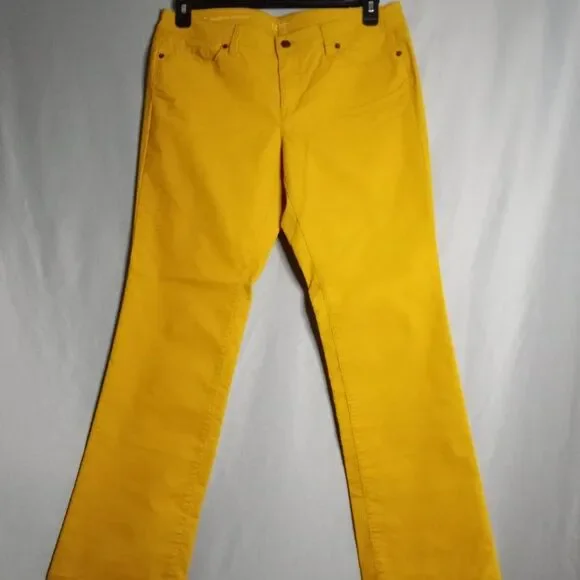 Ann Taylor Women's Modern Straight Mustard Yellow Brushed Corduroy Pants Sz 12P - Picture 3 of 8